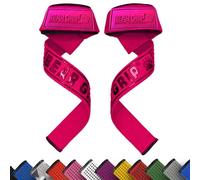 BEAR GRIP Straps - Premium Neoprene padded Heavy Duty double stitched weight lifting gym straps, Gel grip, 100% cotton, Extra long length (Purple)