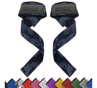 BEAR GRIP Straps - Premium Neoprene Padded Heavy Duty Double Stitched Weight Lifting Straps, Deadlift, Gym Accessories for Men and Women, Advanced Gel Grip, 100% cotton, Extra long length (Black/camo)
