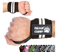BEAR GRIP Weight Lifting Wrist Wraps for Gym - Heavy Duty Wrist Support Straps for Weightlifting, Powerlifting & CrossFit - Adjustable 18" Wrist Wraps for Men & Women (Sold in Pairs)