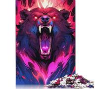 Bear Grizzly Fury Jigsaw Puzzles Puzzles for Adults Kids. 1000 Pieces Impossible Challenge Toy Educational Games Home Decoration for Adults& Kids Age 14 Years Up 1000pcs (38x26cm)