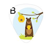 Bear Guitar Picks Picks 12 Pack with Thin Box,Funny Mammal Holding Under Beehive Hanged on Tree Kids Alphabet Theme Cartoon,Special Guitar Plectrums Gift Set for Guitarist