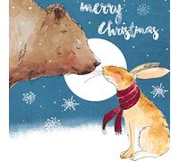 Bear & Hare Snow Scene Mini Charity Christmas Cards, Pack of 8