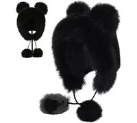 Bear Hat Furry Plush Animal Hat Reliable Performance, Ergonomic Design, Versatile Application Adults Women, Black Bear, Ears, Polar, Animal, Furry, Black Fuzzy, Fluffy