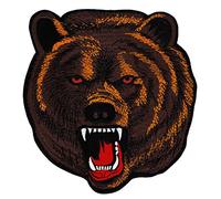 Bear Head Brown Back Patch XXL Grizzly Bear Back Patch Large Iron-On or Sew On for Cowl Jacket Vest Iron-On Patch Motorcycle Rider Biker Patch Size 19 x 20 cm