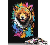Bear Head Graffiti Puzzle Family Fun Paper Rectangular Jigsaw Puzzle for Boy Or Girl Children's Day Gifts 1000pcs (75x50cm)