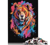 Bear Head Graffiti Style Puzzle 100% Recycled Cardboard Premium Cardboard Jigsaw Puzzle for Adult Children 1000pcs (75x50cm)