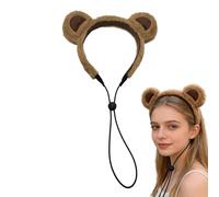 Bear Headband with Bear Ears - Plush Cute Animals Hair Accessory - Elastic Bear Ears Headband,for Women Girls Makeup Spa Bathroom Face Birthday Party