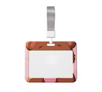 Bear Heart Love Id Badge Holder with Lanyard-Horizontal Card Protector, Clear Abs Hard Shell for Work Office Events
