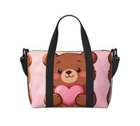 Bear Heart Love Travel Duffle Bag-Lightweight Carry On Weekender for Men Women, Waterproof Overnight Bag for Gym Weekend Trips