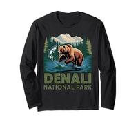 Bear Hiking Camping Alaska National Park Denali Long Sleeve T-Shirt