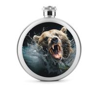 Bear Holding Fish 5 Oz Flask Hip Flask Flask for Men Women Whiskey Flask Funny Flask Stainless Steel Flask Mini Flask Alcohol Flask Small Flask Cute Flask Pocket Flask