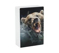 Bear Holding Fish Cigarette Case 85mm King Size, Crushproof Plastic Cigarette Box Holder for Men Women Cigar Protective Cover Waterproof Cigarettes Holder 20 Capacity