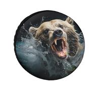 Bear Holding Fish Universal Trailer Tire Cover Waterproof Travel Wheel Protector for 24-36 inch Trailers Truck RV SUV (Fits 24 Wheels