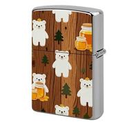 Bear Honey Brown Lighter Case Metal Double-Sided Lighter Cover Pocket Lighters Sleeve Windproof Lighters Accessories for Men Women