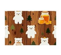 Bear Honey Brown Placemats 30x45cm Linen Heat Resistant Placemats Waterproof Table Place Mats Washable Wipeable Outdoor Placemat for Kitchen Dining Room Table Decorations