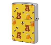 Bear Honey Jar Lighter Case Metal Double-Sided Lighter Cover Pocket Lighters Sleeve Windproof Lighters Accessories for Men Women