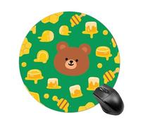 Bear Honey Pot Mouse Pad Round Laptop Mouse Mat Cute Computer Mousepad Keyboard Pad Non-Slip Desk Pads for Gaming Office Work Home