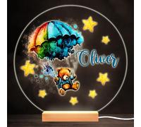 Bear Hot Air Balloon Baby Child Boy Round Personalised Gift Lamp Night Light | Personalised Gift For Home, Lamp Room Décor | Kids & Adults Night Lights With Name | Personalised Gift For Bedroom |