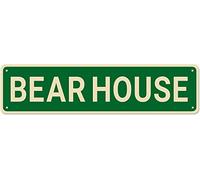 Bear House Sign, Bear Decor Bear Sign Bear Lover Gift, Funny Wall Decor For Home/Man Cave, Quality Metal Tin Signs 16X4 Inch