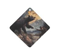 Bear Hunting Hanging Car Air Fresheners 1Pcs Aromatherapy Tablets Automotive Fragrance Scented Card Decor Rhombus