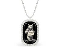 Bear I Love California Funny Pendant Necklace for Women Personalized Fashion Jewelry Diamond Necklaces for Wedding Birthday Gold Silver