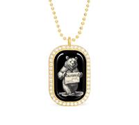 Bear I Love California Funny Pendant Necklace for Women Personalized Fashion Jewelry Diamond Necklaces for Wedding Birthday Gold Silver