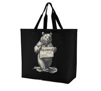 Bear I Love California Novelty Women's Shoulder Tote Bag Shopping Bags Reusable Lightweight Grocery Handbags Travel Storage Pouch