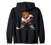 Bear Ice Hockey Player Zip Hoodie
