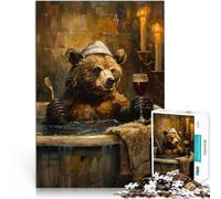 Bear in Bath Wine GlassPuzzles for Adults 1000 Piece Challenging Game and Family Play is ideal as a gift for the whole family 38x26cm