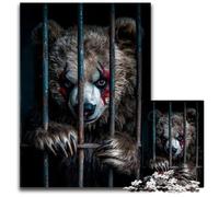 Bear in Cage with War Paint 1000 Piece Jigsaw Puzzles for Adults Puzzles for Adults for Travel Lovers & Couples Challenging Toy 1000 PCS(75x50cm)