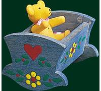 Bear in Cradle Erzgebirge Handmade Seiffen Folk Art Christmas Figure NEW 42400