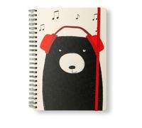 Bear In Headphones A4 Sprial Notebook