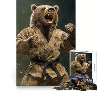 Bear in Karate Gi Hard Jigsaw Puzzle for Adults 1000 Pieces Smart Challenge Leisure Escape Fine Lock Thoughtful Gift (38x26cm)