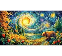 Bear-in-magical-berry-forest Jigsaw Puzzle 1000 Pieces Recycled Paper Educational Games Great Gift Idea for Adults and Kids Age 12 Years Up Beautiful Decoration Puzzle 38x52/1000pcs
