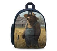 Bear in Overalls Cute Mini Backpack for Women Men Lightweight Shopping Travel Daypack 12.6 In Small Bag