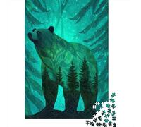 Bear in Shades of Green Against A Tree-like Background Puzzle 38x26cm/1000pcs Puzzles, Die Für Erwachsene Und Personen Ab 14 Jahren Geeignet Sind