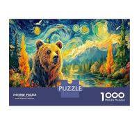 Bear In Starry Landscape Puzzle Great Gift Beautiful Decoration 1000 Pieces Strong Wild Animals Jigsaw Puzzles Educational Games for Men And Women 52x38cm/1000pcs