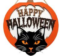 Bear in The Big House Christmas Ornament Party Decorations, Halloween Door Sign, Halloween Garland, Wooden Wreath Indoor Wall Hanging Decorations (Happy Wreath) (A-A, One Size)