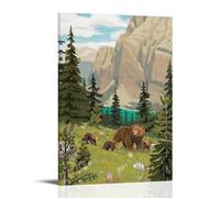 Bear in The Forest Creative Waterproof Decorative Paintings Free of Framing Directly Pasted with Moisture-proof And Anti Fouling Materials Living Room Bedroom Hanging Paintings Artistic Sense Home Gif