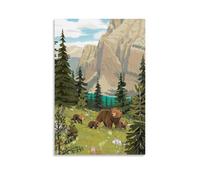 Bear in The Forest Creative Waterproof Decorative Paintings Free of Framing Directly Pasted with Moisture-proof And Anti Fouling Materials Living Room Bedroom Hanging Paintings Artistic Sense Home Gif