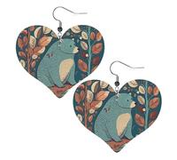 Bear in the Forest Leather Earrings for Women Heart Earring Lightweight Dangle Drop Earring Set Jewelry Gift, One Size, No Gemstone