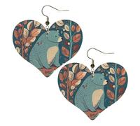 Bear in the Forest Leather Earrings for Women Heart Earring Lightweight Dangle Drop Earring Set Jewelry Gift