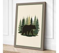 Bear in the Forest Minimalist Canvas Wall Art Print 24x16 Inch (61 x 41 cm)