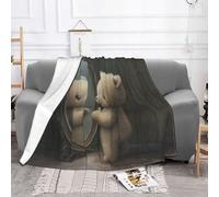 Bear in The Mirror Soft Sofa Blanket (60 * 50 inches), Suitable for Sofa Camping Travel Night Cover Blanket, Soft Wool Blanket,