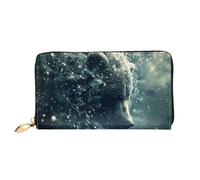 Bear In The River Pattern, Women'S Wallet, Long Clutch Wallet, Credit Card Holder Wallet, Travel Coin Purse, Black, One Size