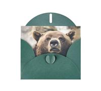 Bear in the Wild Dark Green prints Greeting Cards 6x4-inch with Envelope | Perfect for writing greetings and thank-you notes