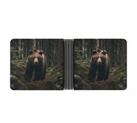 Bear in Tree Leather Wallet Double-Sided Different Images Bifold Wallet Ultra Strong Stitching Slim Wallets