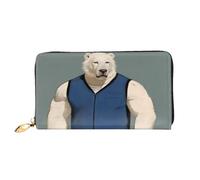 Bear In Vest Pattern, Women'S Wallet, Long Clutch Wallet, Credit Card Holder Wallet, Travel Coin Purse, Black, One Size