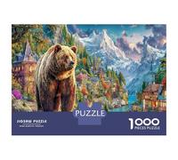 Bear in Village 1000Pieces JigsawPuzzleGrizzly Mountain KidsforAdult Colourful LargePiecePuzzles Age12+byth EducationalGames Brainteasing Adults Jigsaw Puzzle 70x50cm/1000pcs