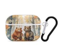 Bear in Woods Airpod Pro Case AirPods 2 Case for Women Hard Shell Protective Cover with Carabiner Keychain Compatible with AirPods Case 2nd 1st Generation, Front LED Visible White